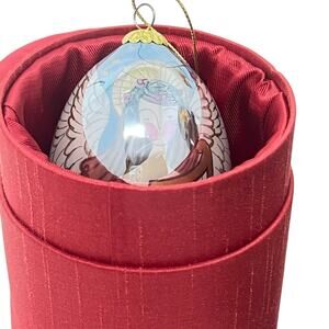 Pier 1 LI BIEN 2007 Hand-Painted Angel Drop Glass Ornament Orig Round Red Box
